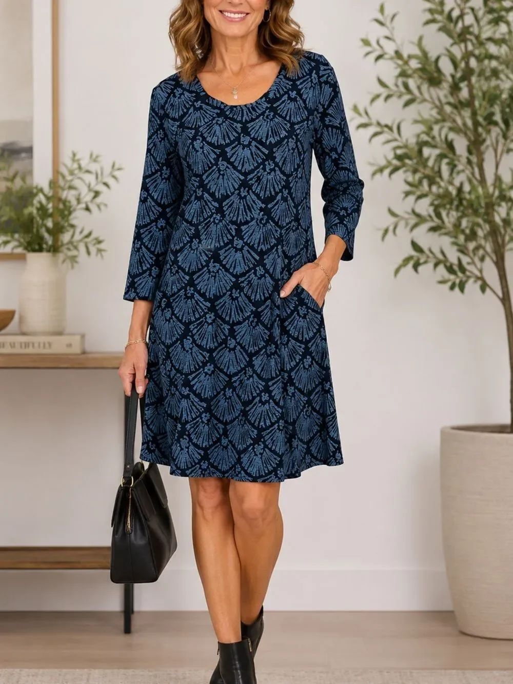 Fresh Produce Cotton Kelli Shells 3/4 Sleeve Knee Length Dress Size S